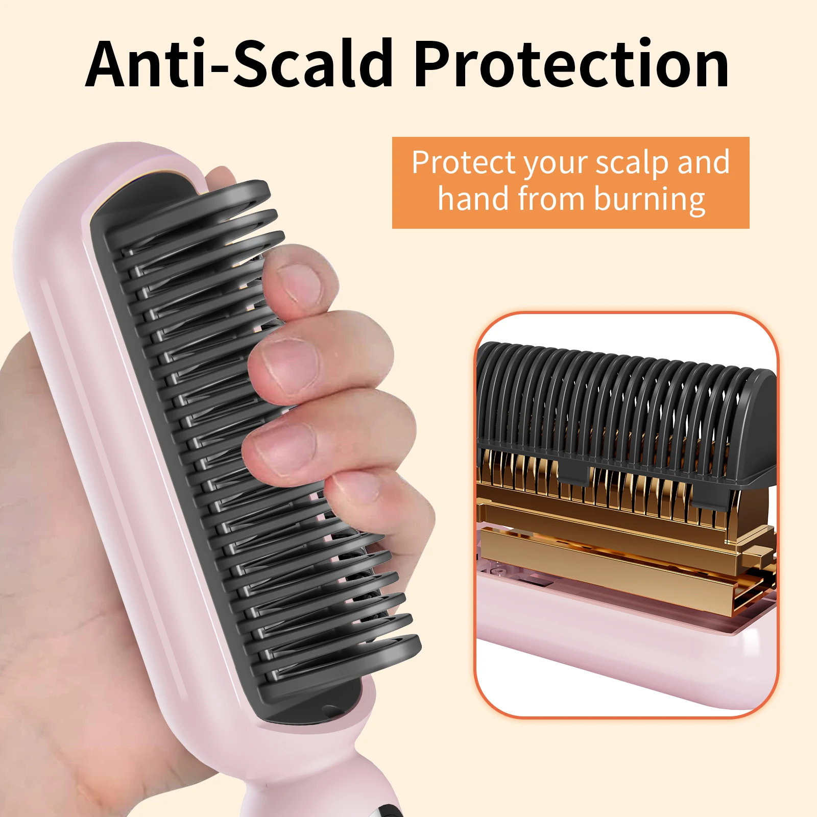 Pro Hair Comb Brush Multifunctional Curler Hair Straightening Comb Dual Voltage 30S Fast Heating Styling Tools 210℃
