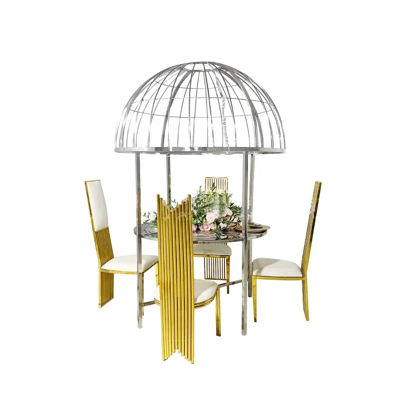 

Креативный Круглый Свадебный Стол для отеля из нержавеющей стали Серебристый свадебный торт Подарочный стол