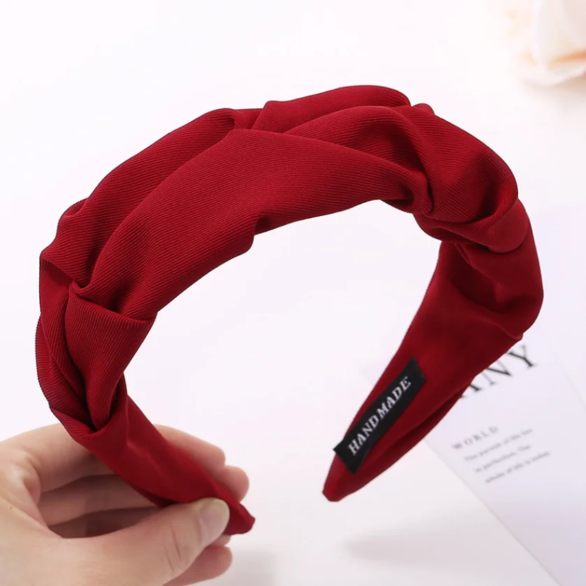 Solid Color Knotted Headband For Women Soft Fabric Wide Hairband Fashion Turban Hair Hoop Girls Daily Hair Accessories