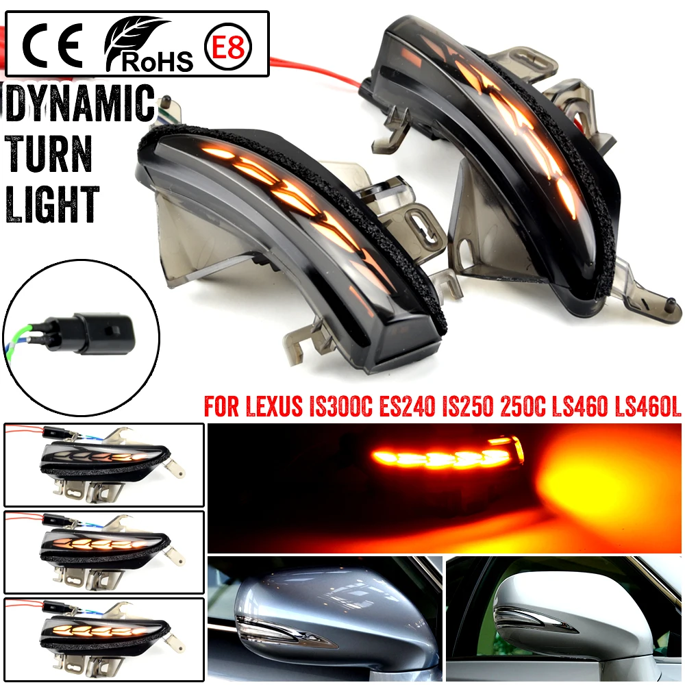 

Car Dynamic Turn Signal Light LED Side Mirror Indicator Blinker Lamp For Lexus IS250 IS300C IS250C LS460 LS460L ES240