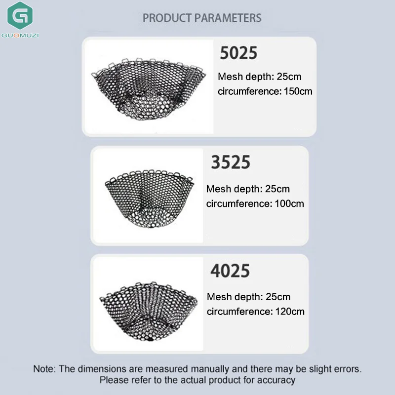 32/40/50CM 휴대용 접이식 낚시 그물 내마모성 고무 메쉬 물고기 잡이 트랩 랜딩 야외 다기능 딥 네트