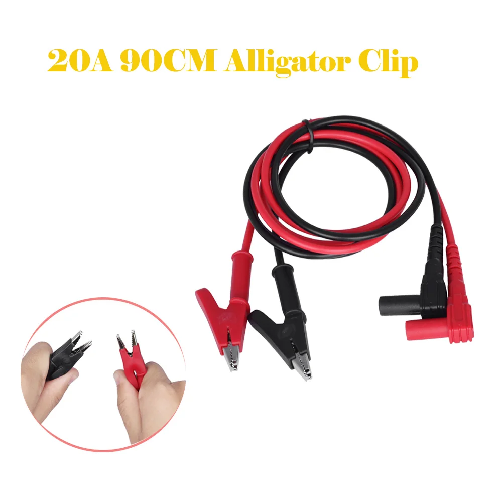 Test Cable Connector 20A 90CM Alligator Clip to Banana Plug Test Cable Lead Connector Dual Probe 4mm Crocodile Clip For Multimeter Measure Tool