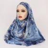 1 pièces Ramadan Hijab imprimé léopard femmes bohème aquarelle doux musulman Hijabs Floral respirant châle enveloppement écharpe foulard chaud