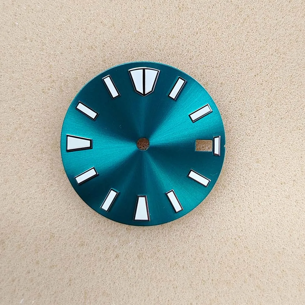 Green Luminous 28.5mm Single Calendar Watch Face Replacement - Available in Blue, Orange, and Black