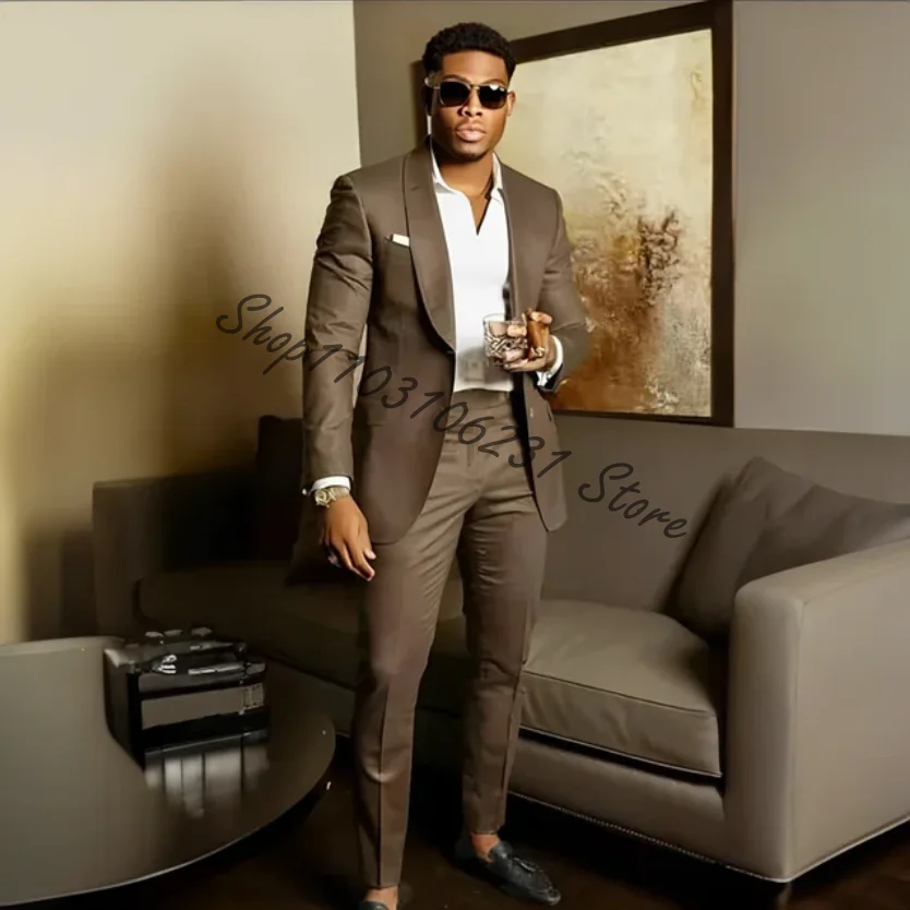 Fashion Black Suit for Men Slim fit Luxury Wedding Tuxedo Formal Blazer Pants 2 Piece Tailor-made Suit Male Jacket Costume Homme