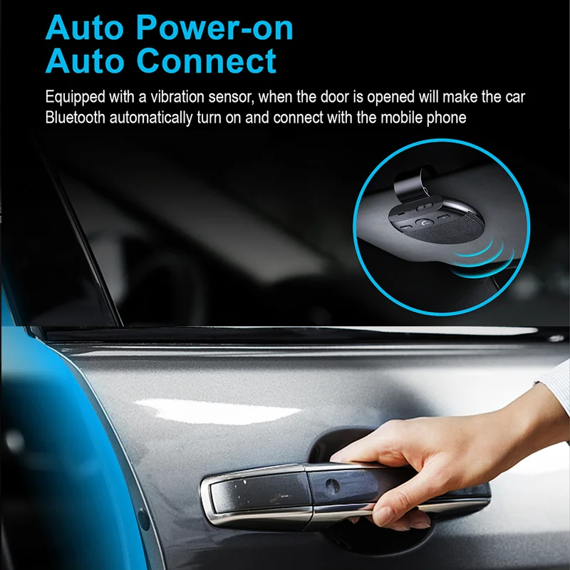 Wireless Vehicle Car BT 5.0 Speakers Handsfree Car Kit Hands-free Bluetooth Speakerphone Sun Visor Music Player With Mic