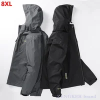 Thin Section  Outdoor Men's Plus Size Mountaineering Clothes Assault Waterproof Windproof Large Size Single Jacket 6XL 7XL 8XL 1