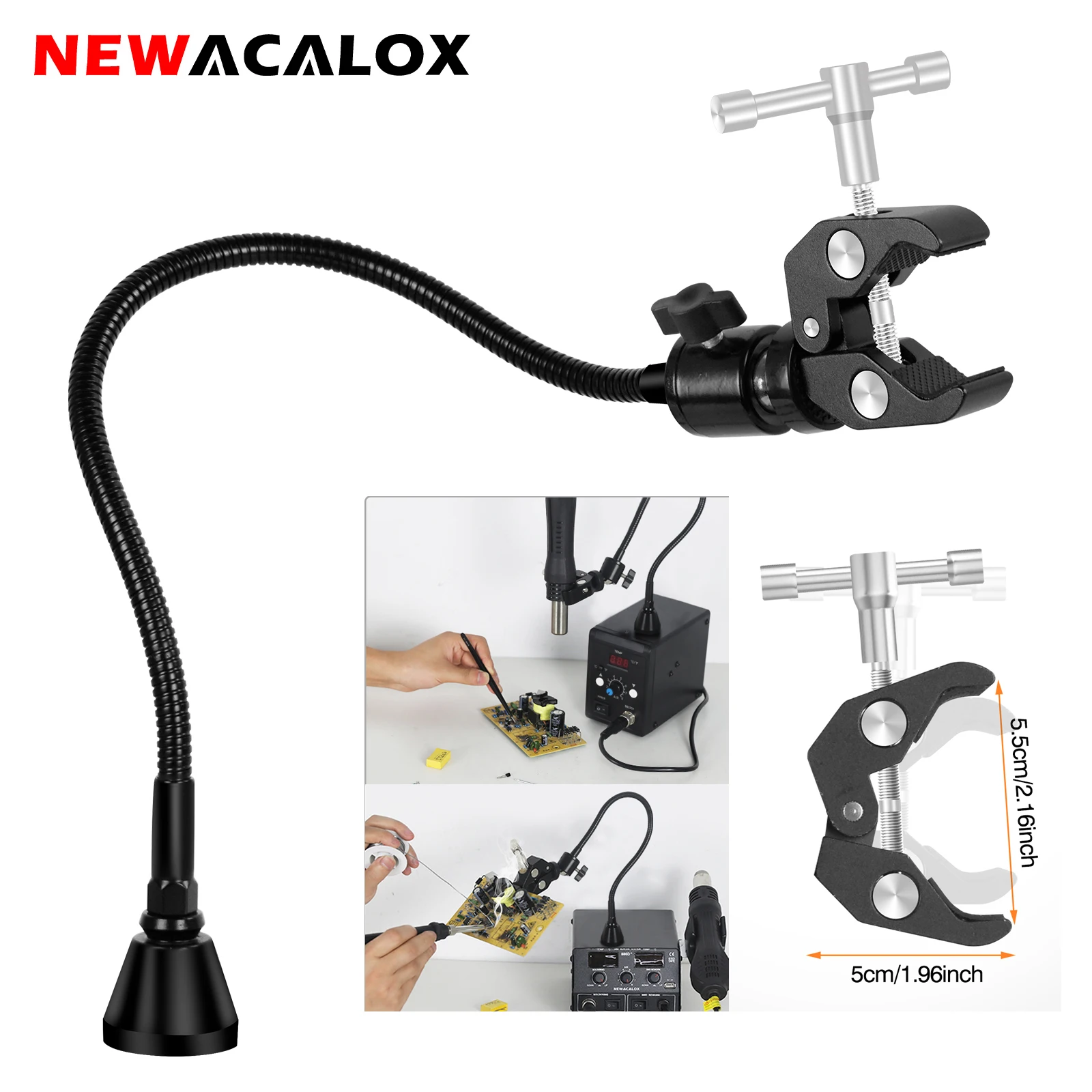 NEWACALOX Magnetic Third Helping Hand PCB Board Fixture Clips  Heat Gun Bracket Hot Air Gun Stand Soldering Third Hand Tool