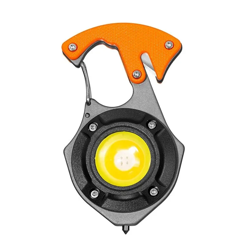 Multi-function COB LED Flashlight Outdoor USB Keychain Light Hook Strong Magnet Screwdriver Hammer Emergency Lamp Work Lamp