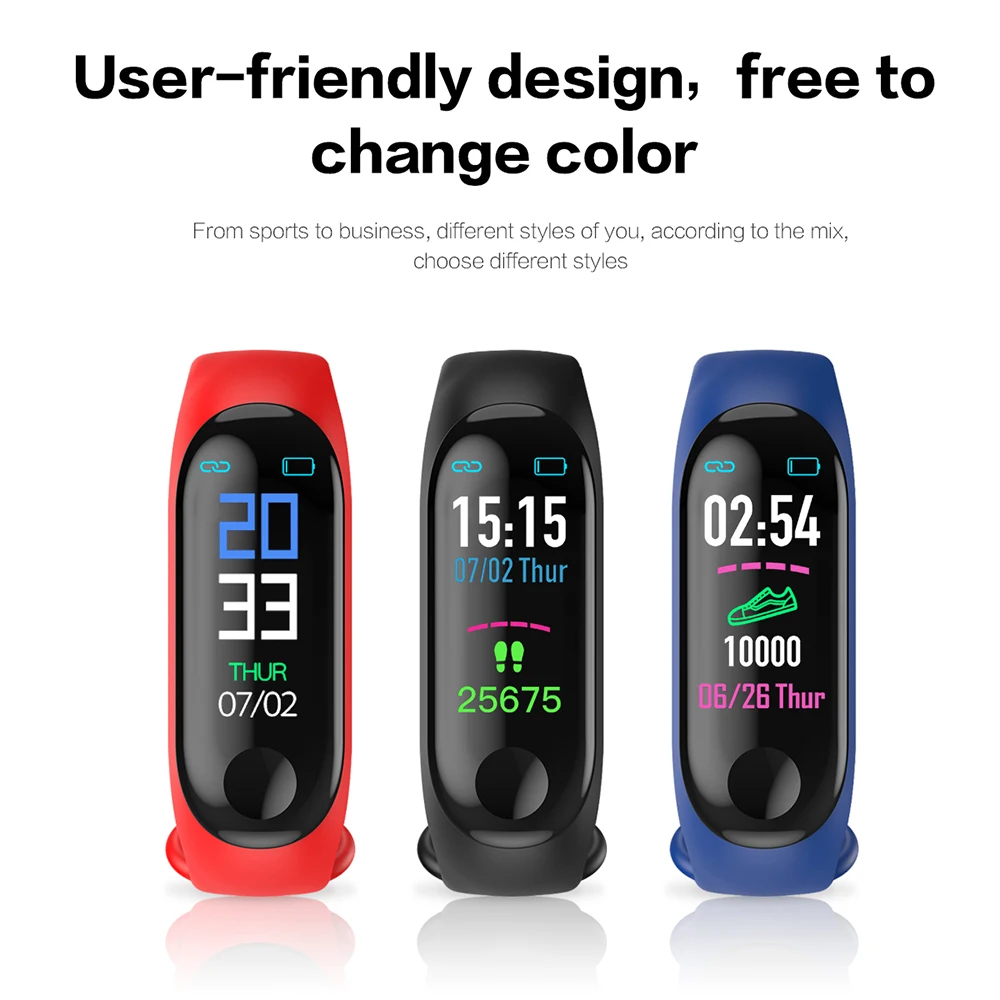 smart bracelet smart running pedometer M3 Plus blood pressure monitor heart rate fitness tracker smart bracelet step counter waterproof pedomet