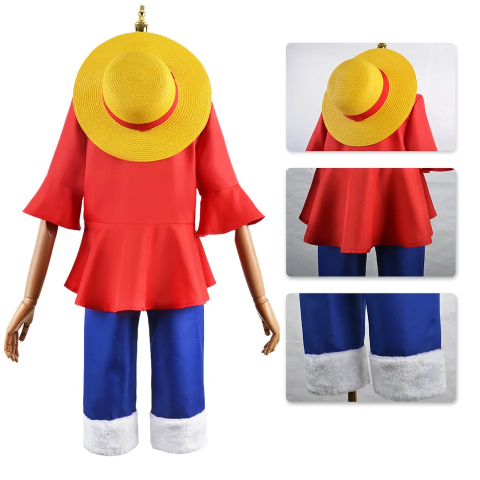 Anime Luffy Cosplay Costume Straw Hat Red Jacket Halloween Carnival Party  Costumes for Men Women Adult Children - AliExpress, image size:960x960