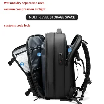 Zaino da viaggio da uomo a compressione sottovuoto Zaino da 17 pollici per laptop da lavoro per pompe Zaino da scuola di grande capacità Zaino da escursionismo espandito