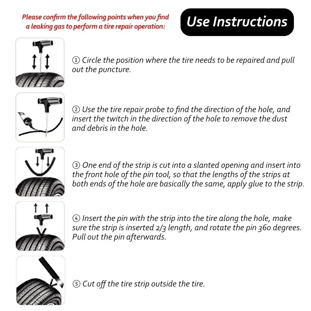 1Set Car Tire Repair Tools Kit Tyre Puncture Repairing Tool with Repair Rubber Strips Motorcycle Bike Tire Quick Repairing Kit tire repair kit