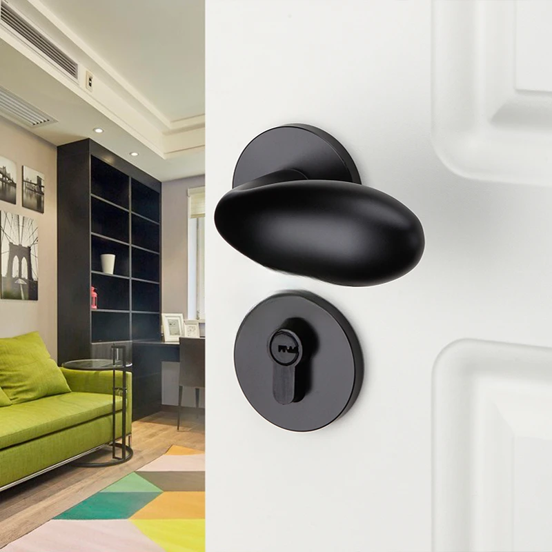 

Black Silent Room Egg Door Lock Modern Simple Wooden Door Bathroom Split Lock Bedroom Lock Indoor Door Lock