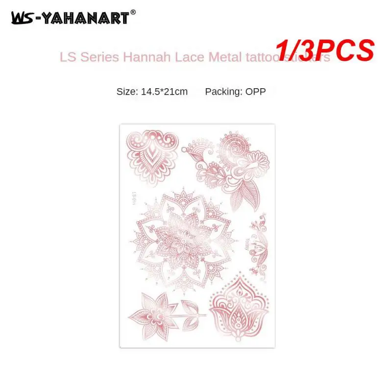 

1/3PCS Waterproof Temporary Tattoo Sticker Flowers Mandala Henna Rose Gold Metallic Flash Tatoo Boho Lotus Jewelry Glitter Body