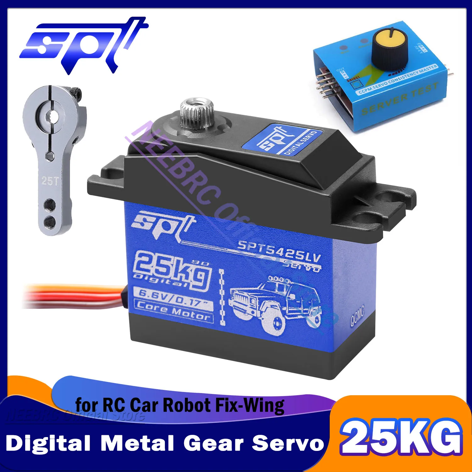 

Цифровой сервопривод SPT, 25 кг, 5425LV, прибор для проверки двигателя с металлической шестерней, 25T для радиоуправляемого гусеничного автомобиля 1/10, дрифта, 3D робот с фиксированным крылом, лодочного самолета SCX10 TRX4