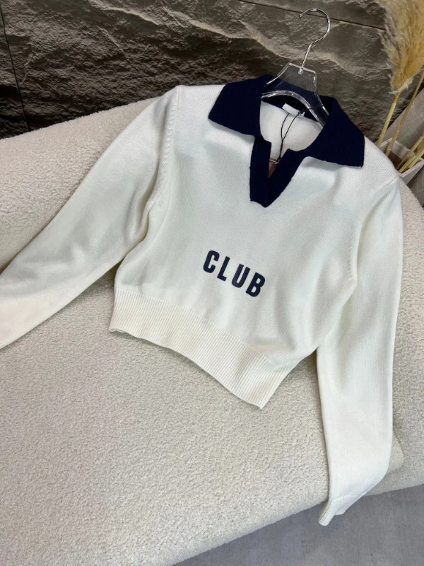 

165102 Fashion Classic Trendy Luxury Designer Autumn/Winter New Contrast Letter Logo Long Sleeve Knitted Shirt Pullovers M5