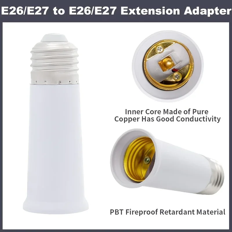 4/10pcs E27 To E27 Extender Adapter Converter Lamp Bulb Socket Holder Height 3.74inch