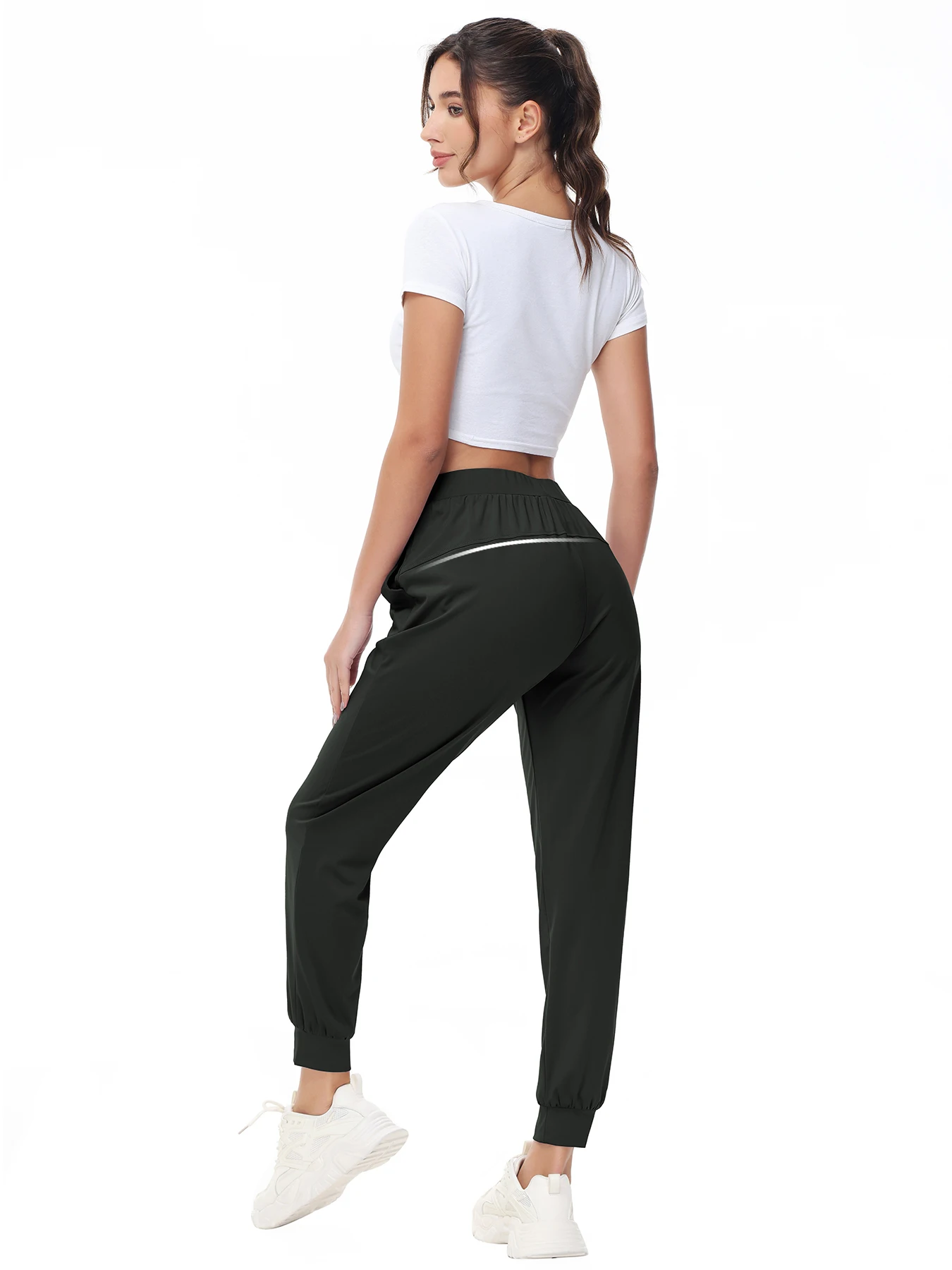 Women Quick-Dry Sports Pants Running Fitness Gym Sweatpants Outdoor Jogging Workout Trousers Cuffed Pants with Pockets 2