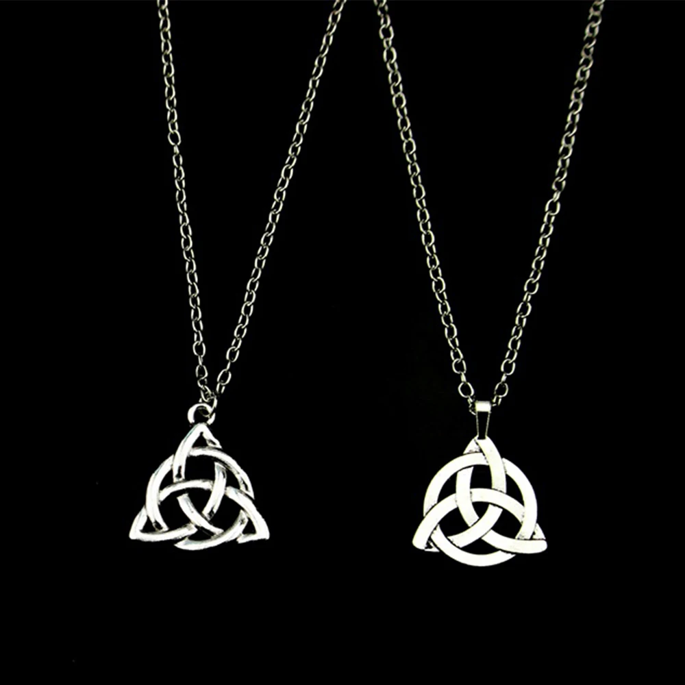Triquetra Knot Amulet Religious Irish Knot Pendant Necklaces Triquetra Scandinavian Circle Trinity Statement Jewelry For Men