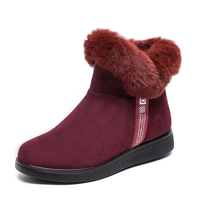 Snow Boots for Women Winter Zip Furry Warm Plus Size Female Ankle Boots Comfortable Concise Ladies Casual Footwear Fashaion New