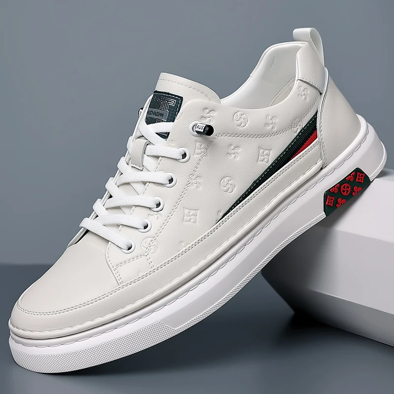 2024 Spring and Autumn Men's Casual Shoes White Soft Leather Shoes Men's Sports Shoes