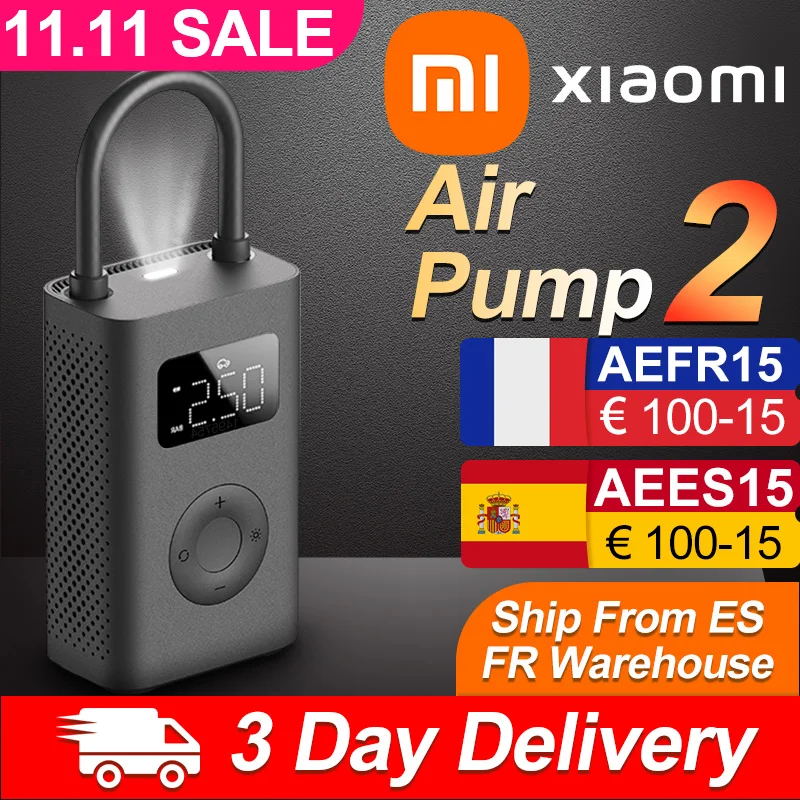 New Xiaomi Portable Air Pump 2 Mijia Electric Air Compressor