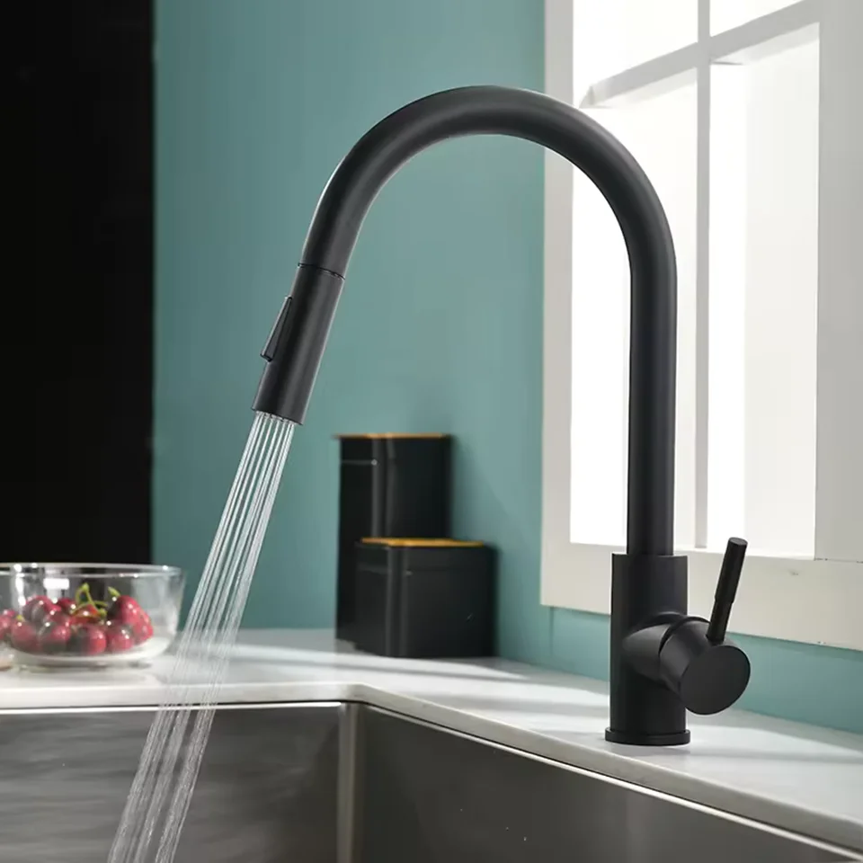 Kitchen faucets stainless steel pull-out type 360 &deg; rotation dual function cleaning console bar counter