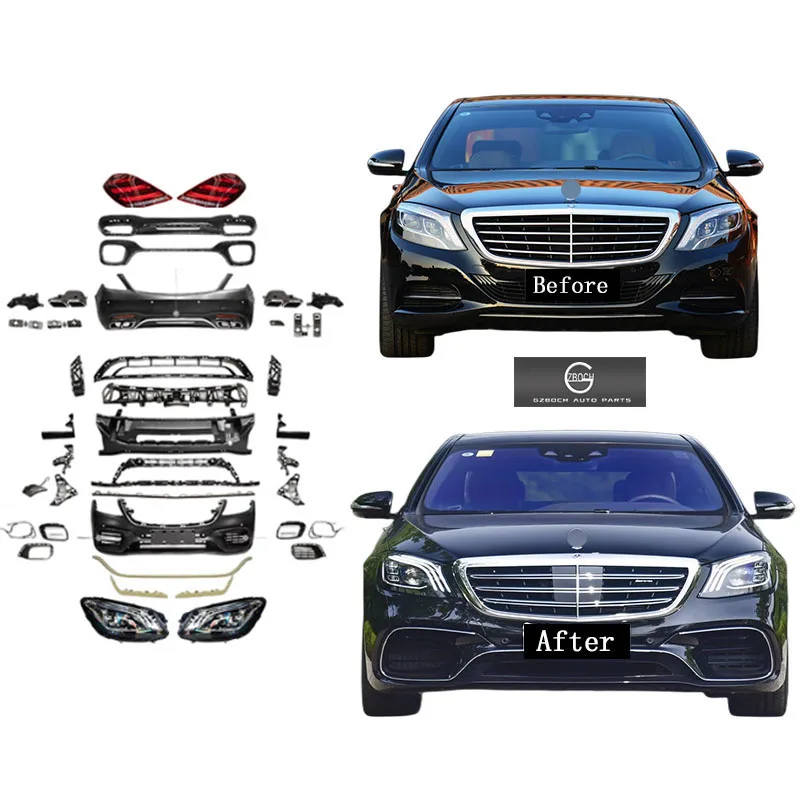 

old upgrade new Bodykit For 2013-2021 mercedes W222 S class S63 S65 AMG Car bumpers Rear Diffuser headlights taillights