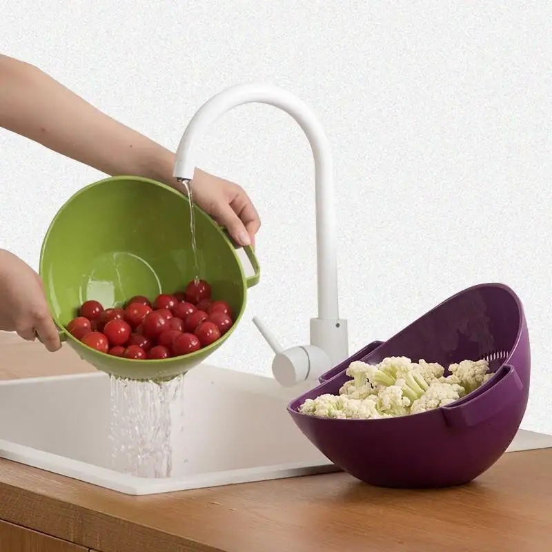 Пластиковая утолщенная сливная корзина: идеальная кухонная корзина для мытья овощей с фильтрующим сито слив и сушка