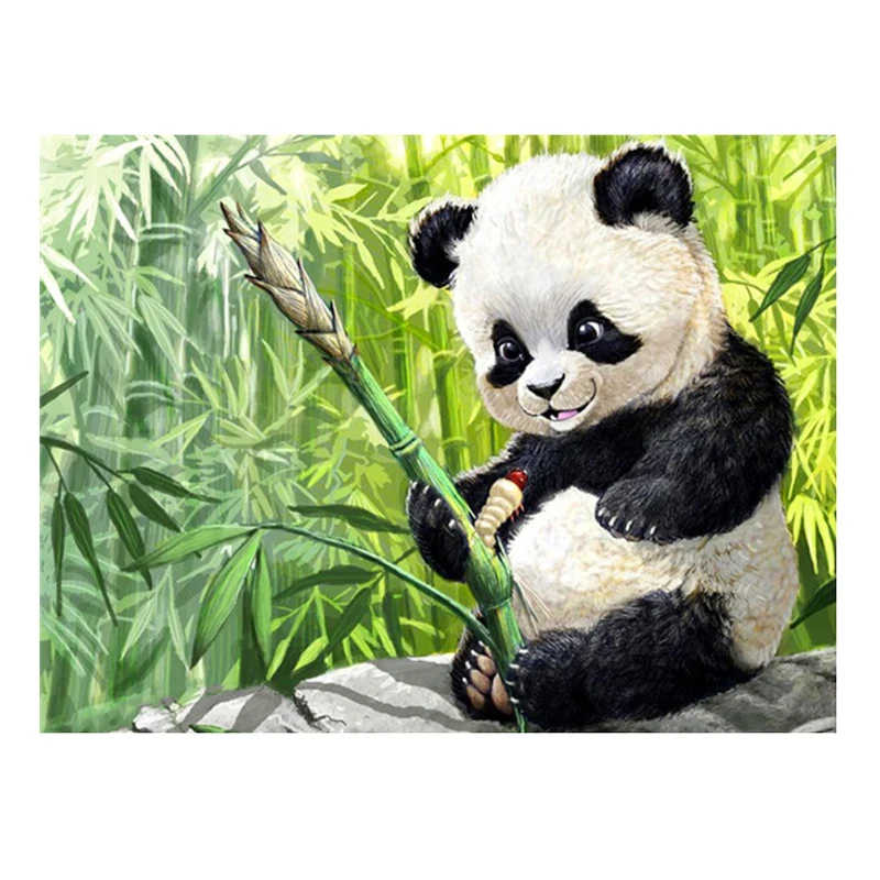 Hot-Diamond Painting Diamond Full Diamond Round Diamond Cross Living Room Decoration Crafts Small Panda