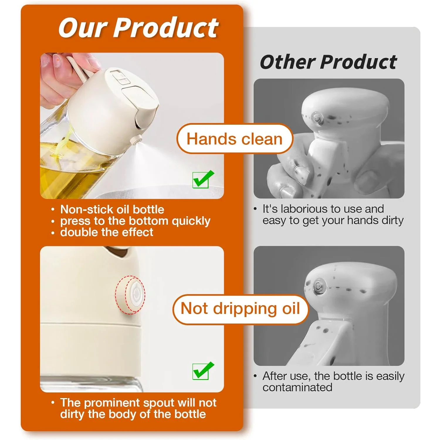 Kitchen Oil Spray Bottle Household Spray Pour Dual-use Air Fryer Olive Oil Cooking Barbecue Atomized Bottle