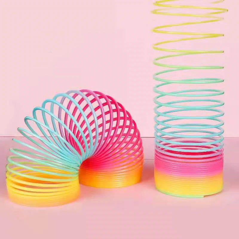 Anti Stress Toys Fidget Toys Mini Fingertip Toy Uaincube Fashion Colorful Rainbow Circle Folding Plastic Spring Coil Stress Relief Fidget Toys For Children Creative Educational