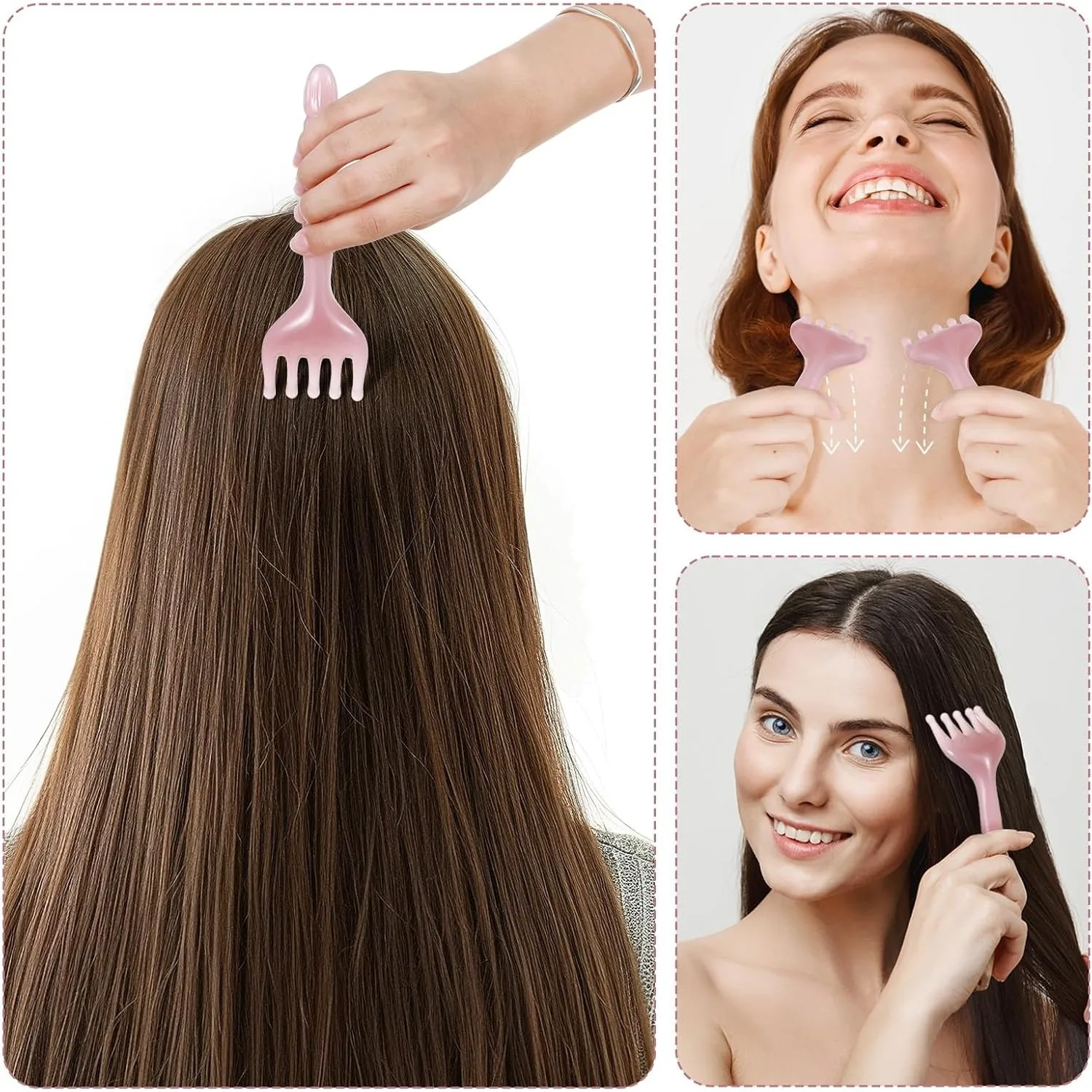 2Pcs Head Massager Manual Hair Scalp Massager Gua Sha Five Claw Massage Tool Comb Portable Handheld Resin Relax Tool for Gifts