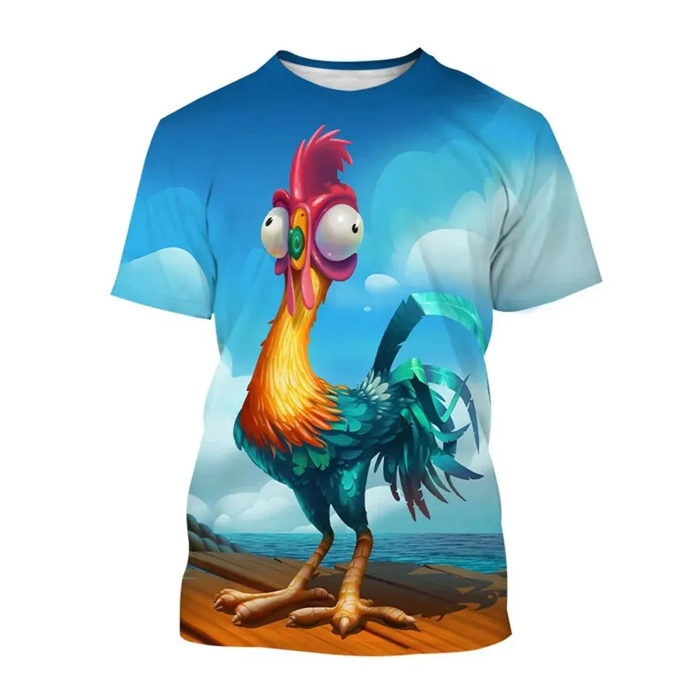 MINISO Funny Chicken T-Shirts Moana Cartoon Anime 3D Print Kids Adults Fashion Oversized T Shirt Kids Boy Girl Tee Tops Clothing 2