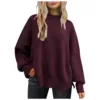 Fashion Solid Crew Collar Knitted Crew Neck Batwing Long Sleeve Knit Side Slit Pullover Women'S Clothing свитер женский оверсайз 1