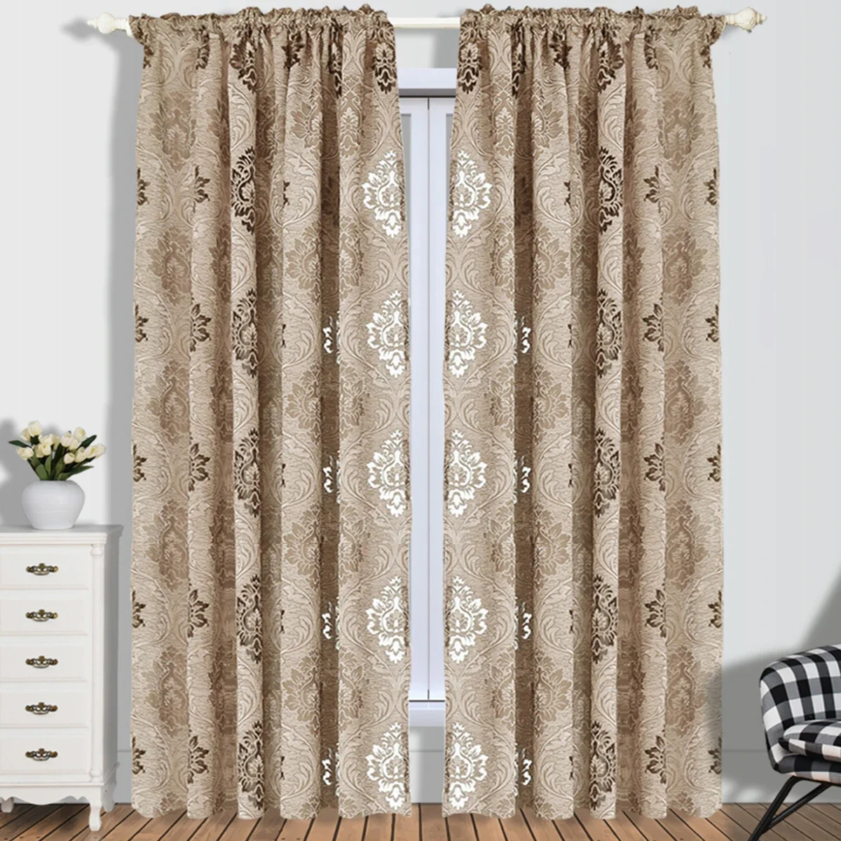 European Style Jacquard Curtain Fabrics for Window Balcony Living Room Gray Living Room Treatments All Match 1 PC,window curtains,decor curtains