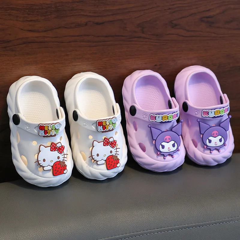 

Тапочки Sanrio Детские с аниме мелодией, мягкая нескользящая подошва, домашние тапочки для детей и мальчиков, защита носка, подарок для детей
