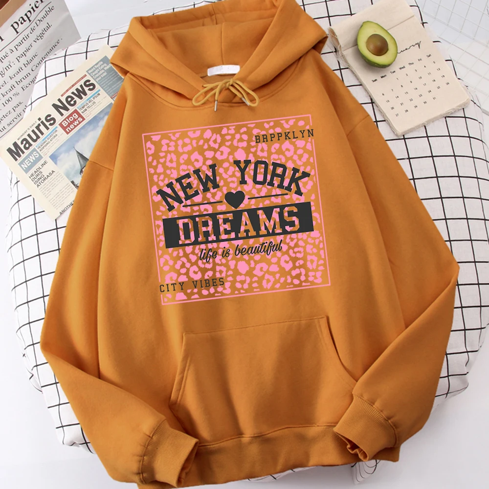 

New York Dream Life Is Beautiful Hoodies Male Vintage Fleece Sweatshirt Comfortable Fashiontops Personality Spiritual Hoodie Men