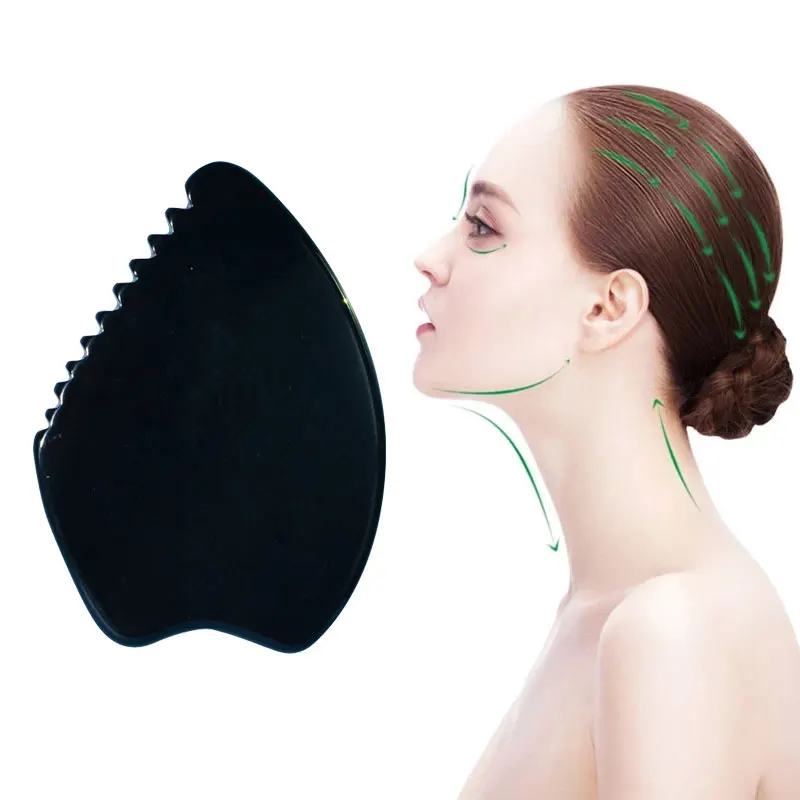 Black Bianstone Gua Sha Massage Natural Stone Facial Back Scraping Board Health Care Anti-Cellulite Point Therapy Guasha Massage