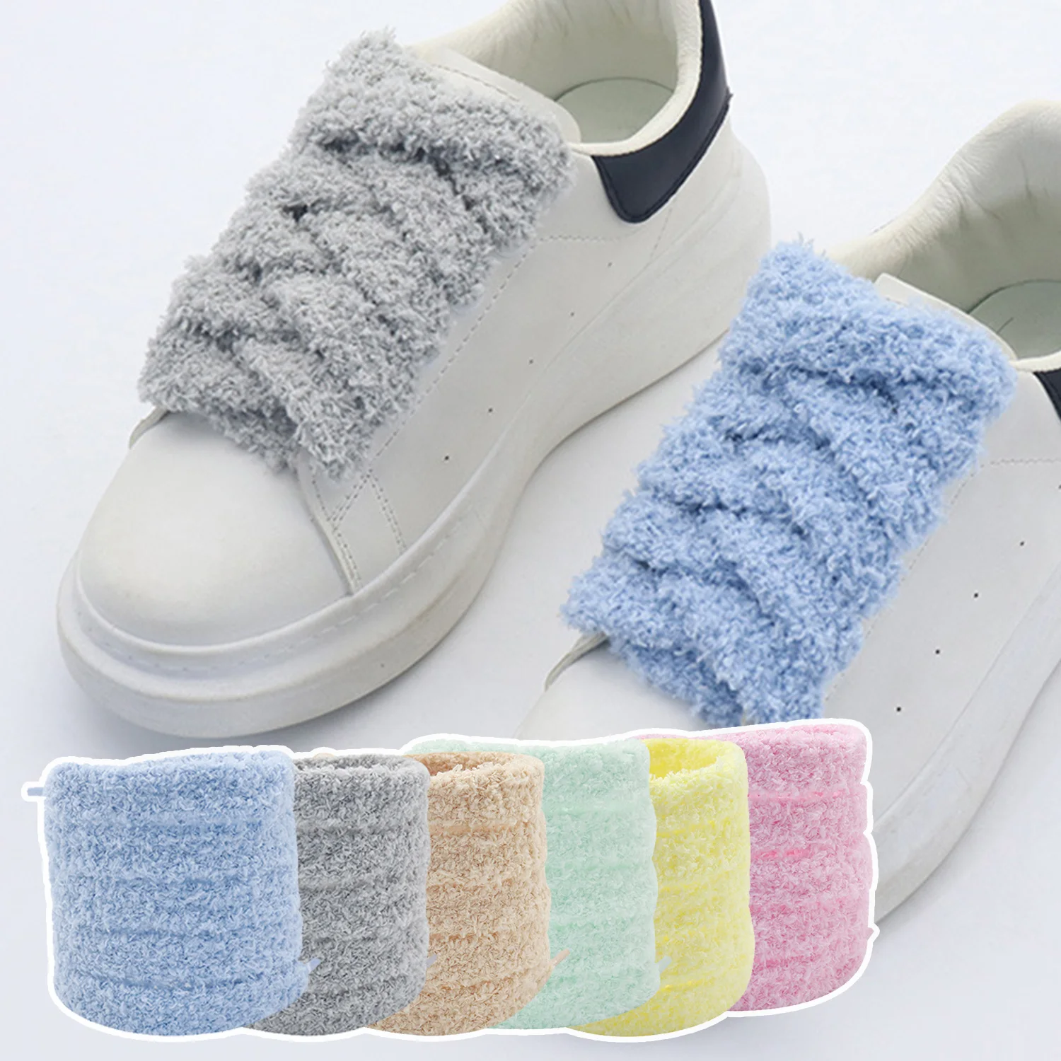 Flat Plush Towel Shoelaces 1.5cm Wide 10 Colors Delicate Suede Casual for Women Charm Shoes Laces shoe laces,shoe accessories