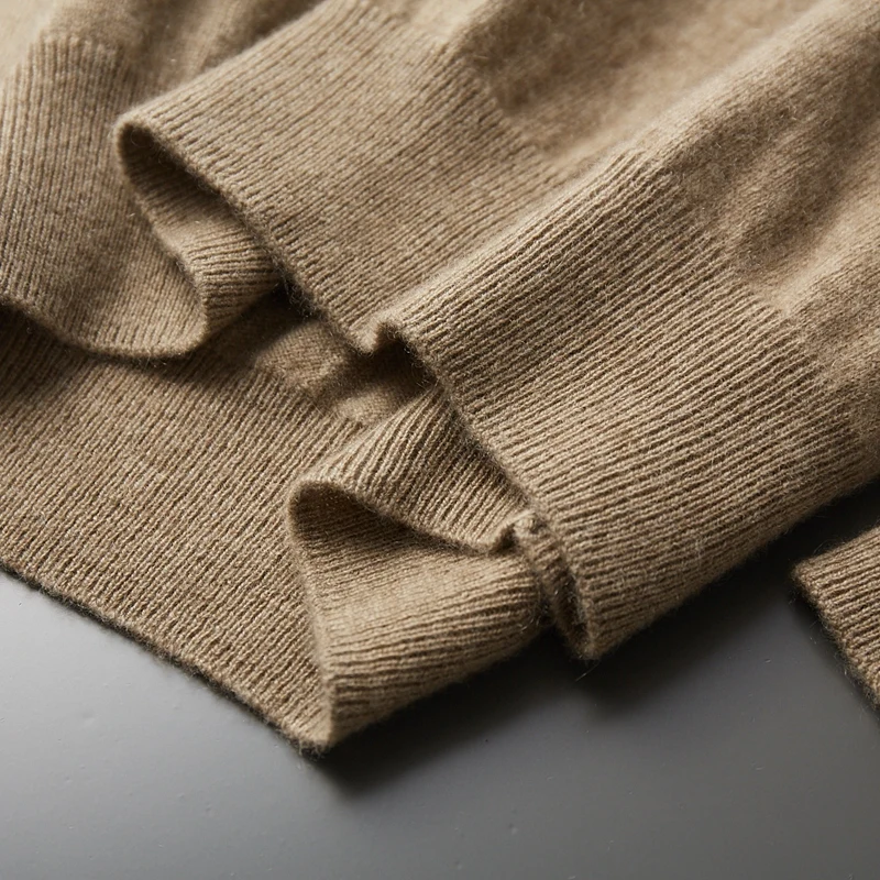 Spring and Autumn New Men's Round Neck Long Sleeve 100% Cashmere Sweater Knitted Pullover Solid Color Top Casual Office