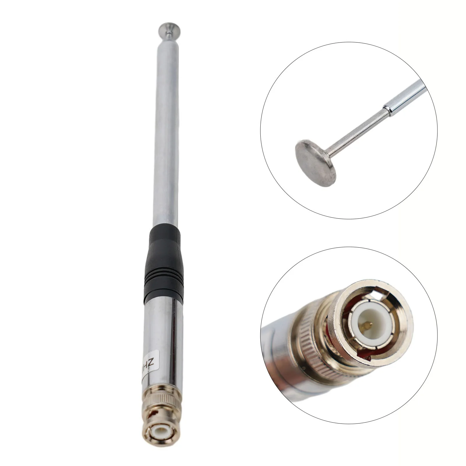 

1PCS Antenna Stainless Steel Silver 20W Maximum Power 27MHz BNC Telescopic HT Antenna 9\"-51\" For CB Radio Boost Signal