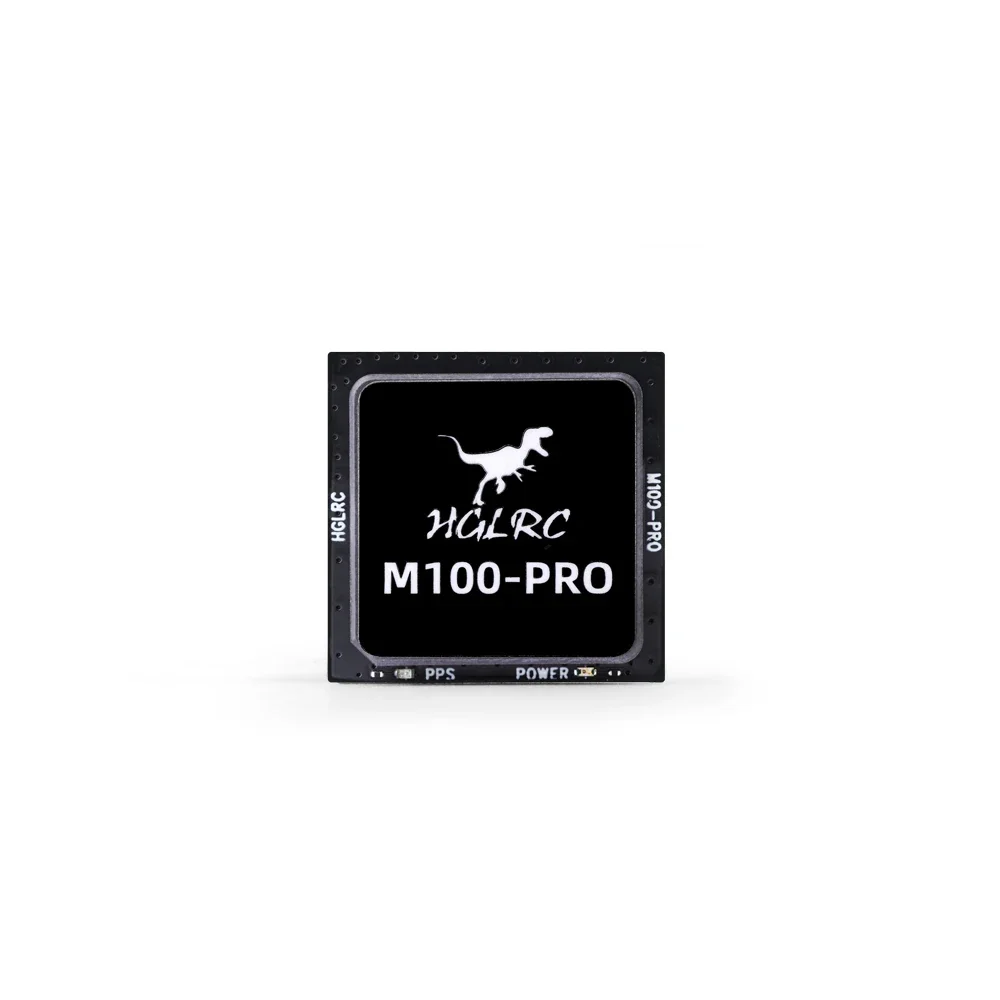 Module GPS M100 PRO pour drone connecté à un contrôleur de vol, avec câbles et connecteurs visibles.