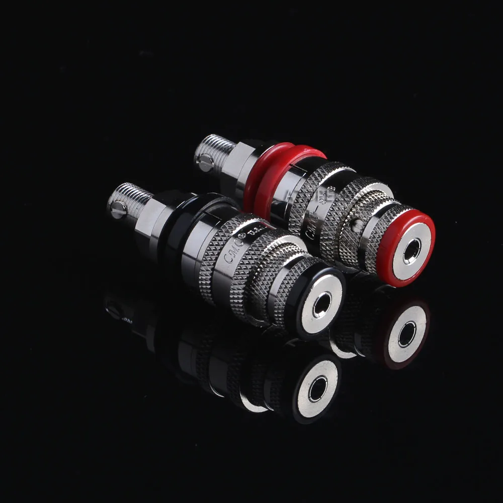 4 Pz Cmc-878M-R Altoparlante In Ottone Placcato Rodio Amp Rilegatura Corta Post Hifi Banana Jack Presa Pannello Montaggio Telaio Blocco Fix