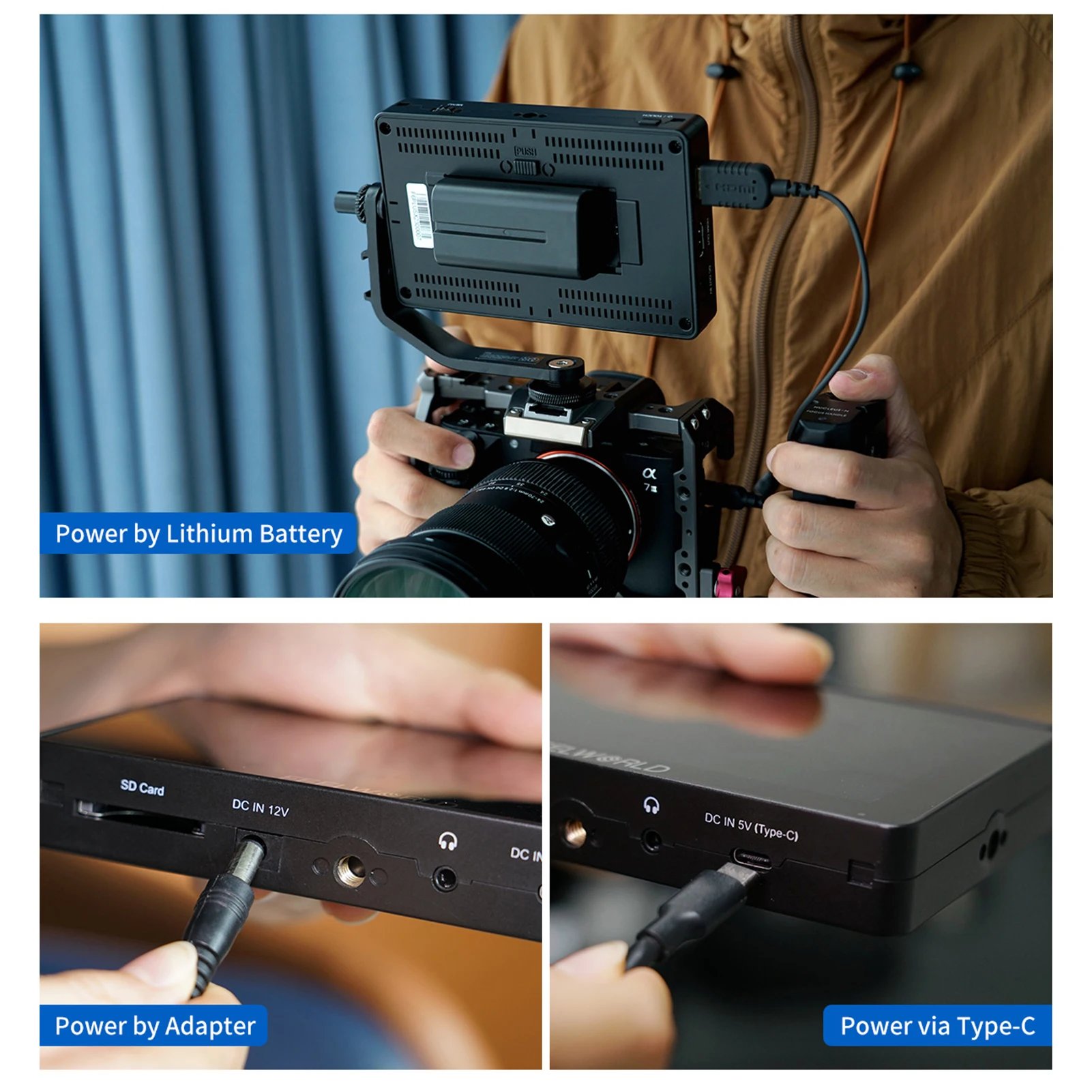 FEELWORLD F6 PLUSX 5.5-Inch IPS Monitor 1600nit Video Panel 1920*1080px Touch Control 4K UHD Input Output Support NP-F Battery
