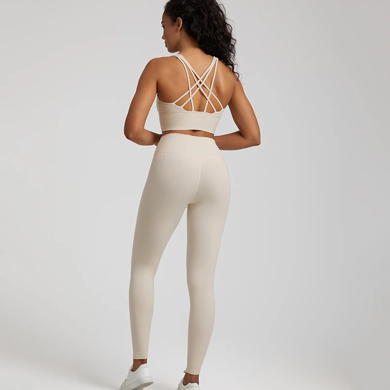 2 Piece Buttery Soft Yoga Set Women Sportswear Workout Outfit Gym Clothing  Strappy Sports Bra High Waist Leggings Sports Suits