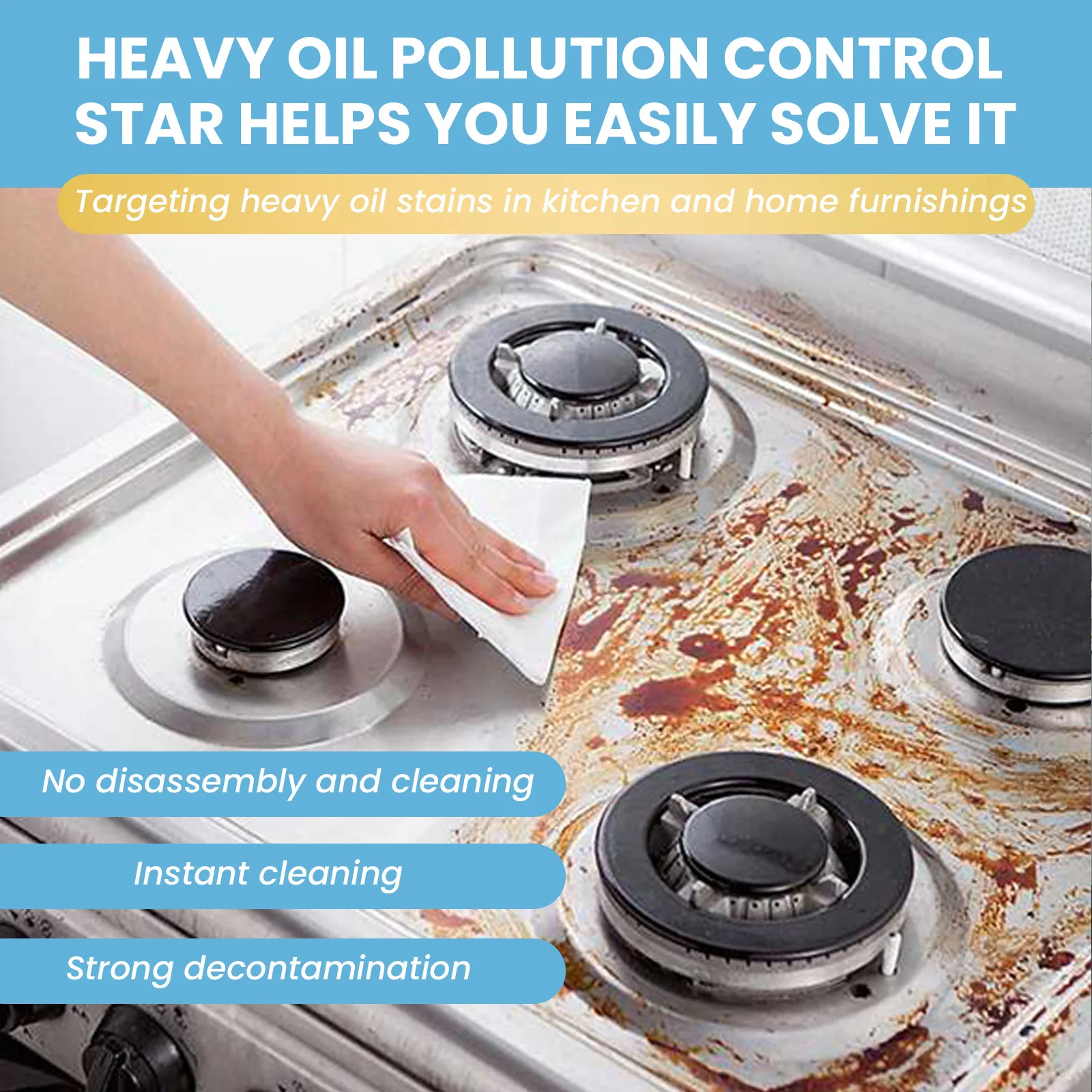 Kitchen Deep Cleaning Spray Stove Top Cleaner and Degreaser for Food Grease Splatter and Grime SDI99