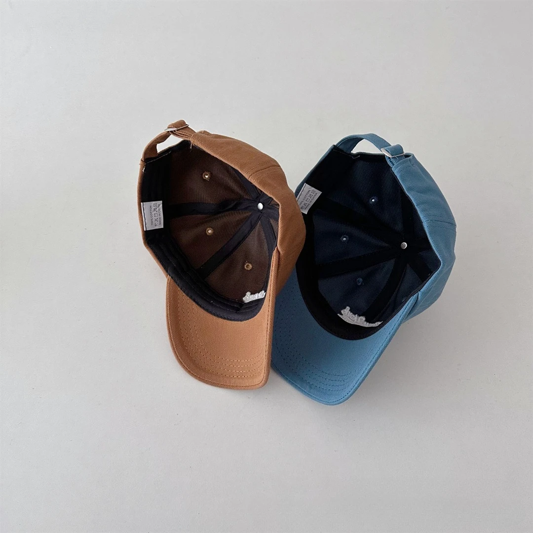 Kids Baseball Caps for Boys Girls Breathable Cotton Embroidery Letter Sun Hat Adjustable Duck Bill Peaked Cap for Outdoor Caps