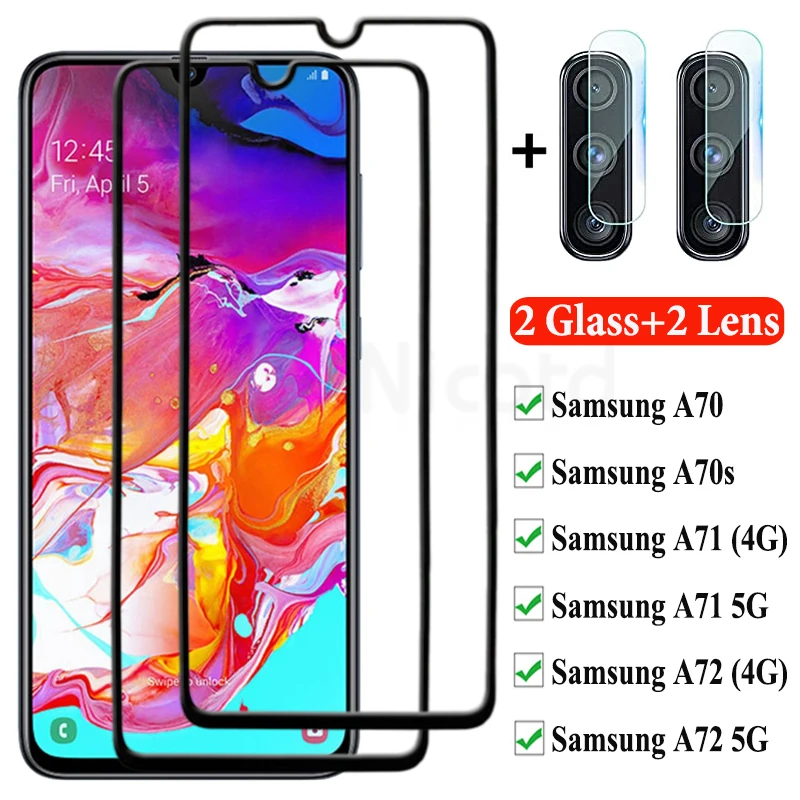 2 Pezzi Di Vetro Protettivo A Schermo Intero Per Samsung Galaxy A70 A70S A71 4G 5G Pellicola Per Obiettivo In Vetro Temperato Per Galaxy A72 4G